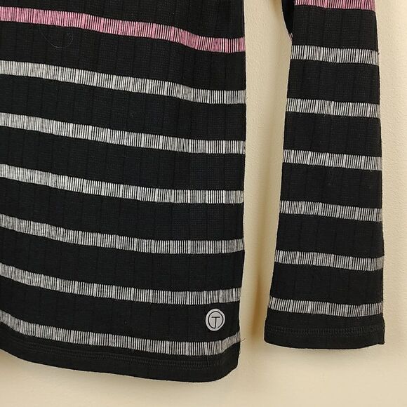 T by Talbot's Pink Ombre Stripe Snap Shoulder Mock Neck Top Size MP - Picture 5 of 11